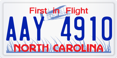 NC license plate AAY4910