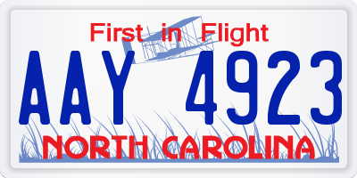 NC license plate AAY4923