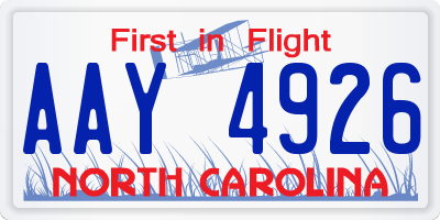 NC license plate AAY4926