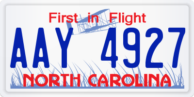NC license plate AAY4927