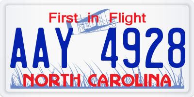 NC license plate AAY4928