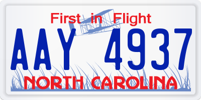 NC license plate AAY4937
