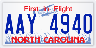 NC license plate AAY4940