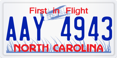 NC license plate AAY4943