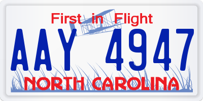 NC license plate AAY4947