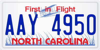NC license plate AAY4950