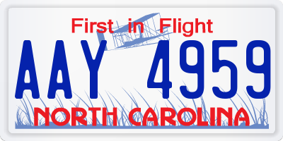 NC license plate AAY4959