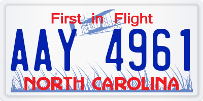 NC license plate AAY4961