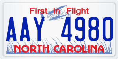 NC license plate AAY4980