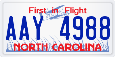 NC license plate AAY4988