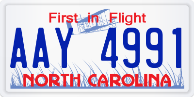 NC license plate AAY4991