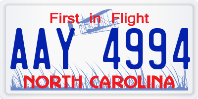NC license plate AAY4994