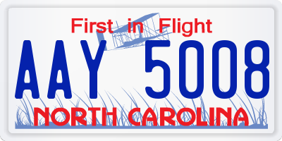 NC license plate AAY5008