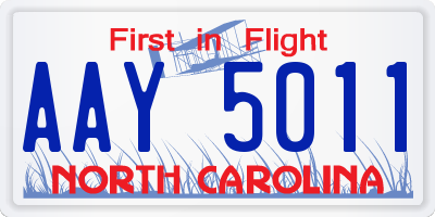 NC license plate AAY5011