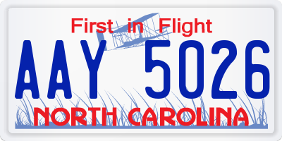 NC license plate AAY5026