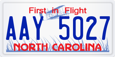NC license plate AAY5027