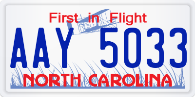 NC license plate AAY5033