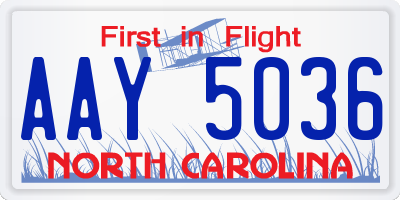 NC license plate AAY5036