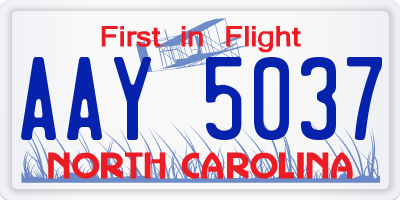 NC license plate AAY5037