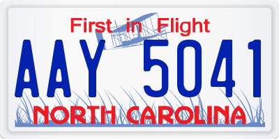 NC license plate AAY5041