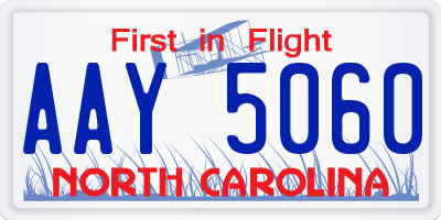 NC license plate AAY5060