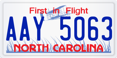 NC license plate AAY5063