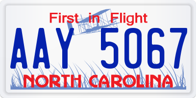 NC license plate AAY5067