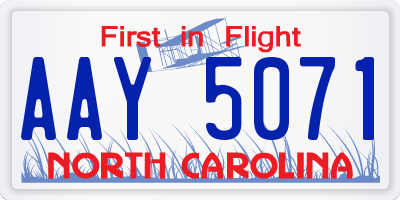 NC license plate AAY5071