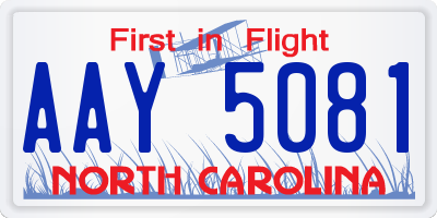 NC license plate AAY5081