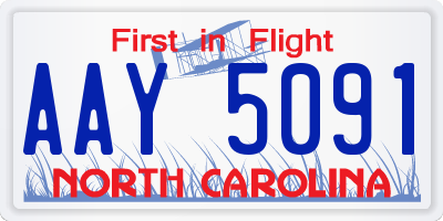 NC license plate AAY5091