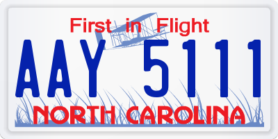 NC license plate AAY5111