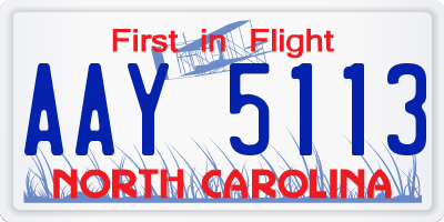 NC license plate AAY5113