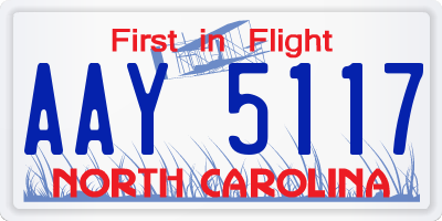 NC license plate AAY5117