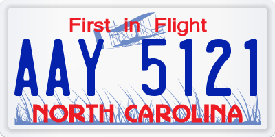 NC license plate AAY5121