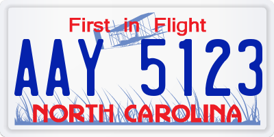 NC license plate AAY5123