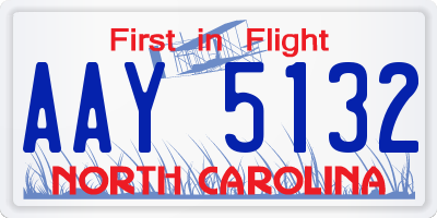 NC license plate AAY5132