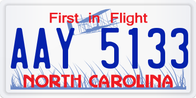 NC license plate AAY5133