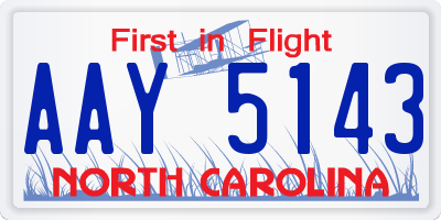 NC license plate AAY5143