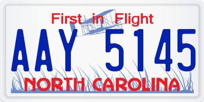 NC license plate AAY5145