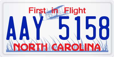 NC license plate AAY5158