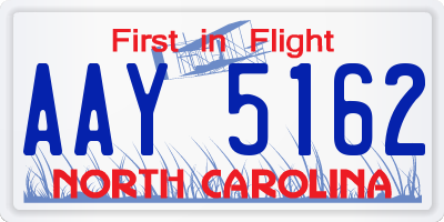 NC license plate AAY5162