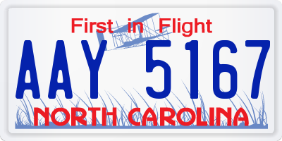 NC license plate AAY5167