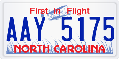 NC license plate AAY5175