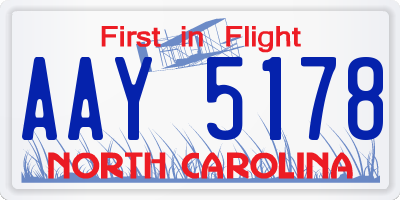 NC license plate AAY5178