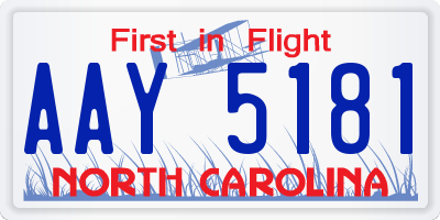 NC license plate AAY5181
