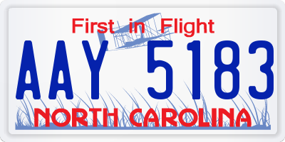 NC license plate AAY5183