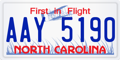 NC license plate AAY5190