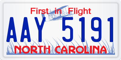 NC license plate AAY5191