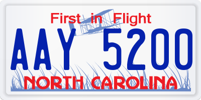 NC license plate AAY5200