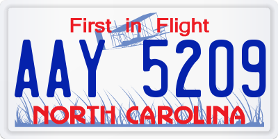 NC license plate AAY5209